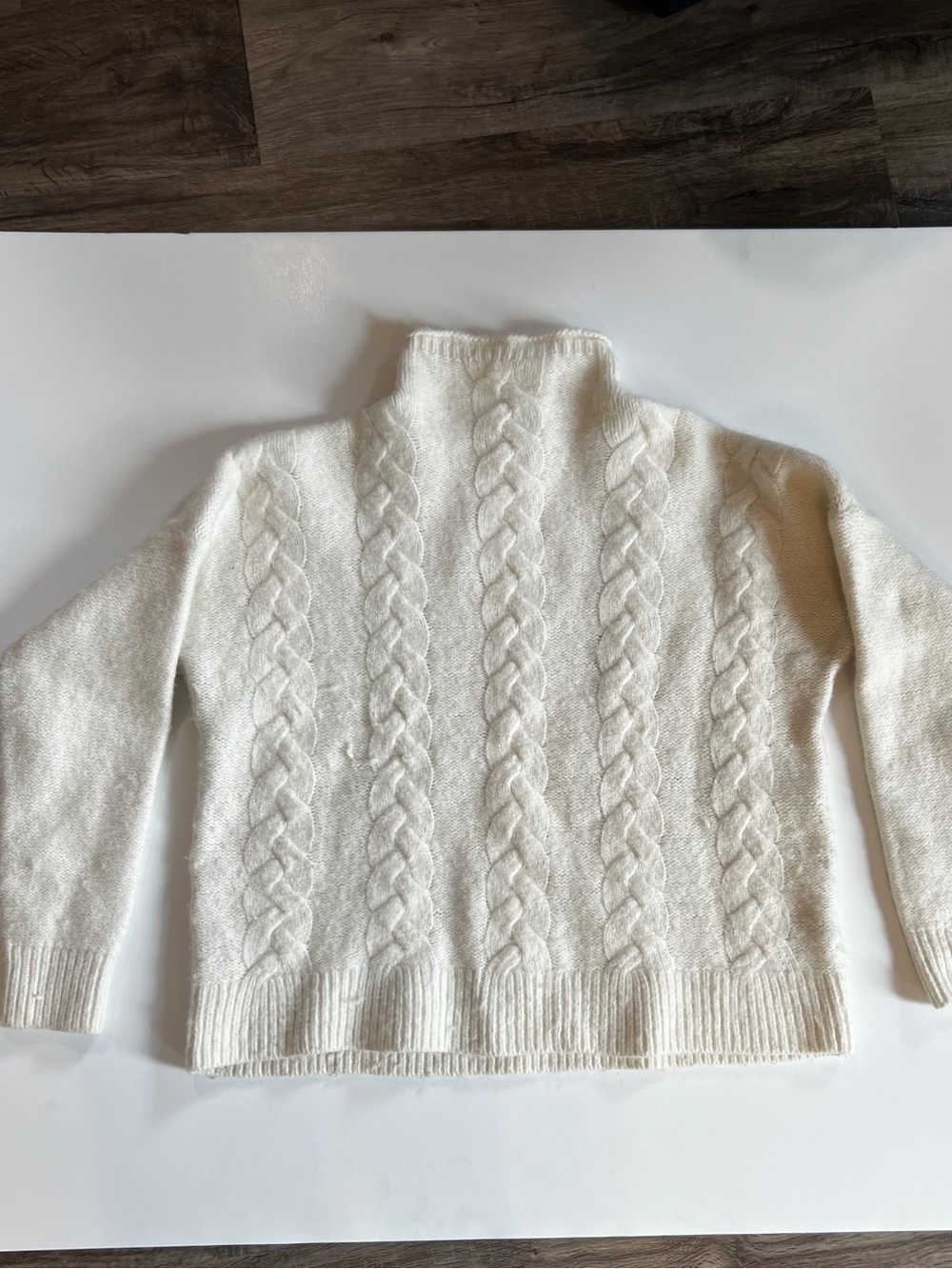 Madewell Cream Cable Turtleneck Sweater